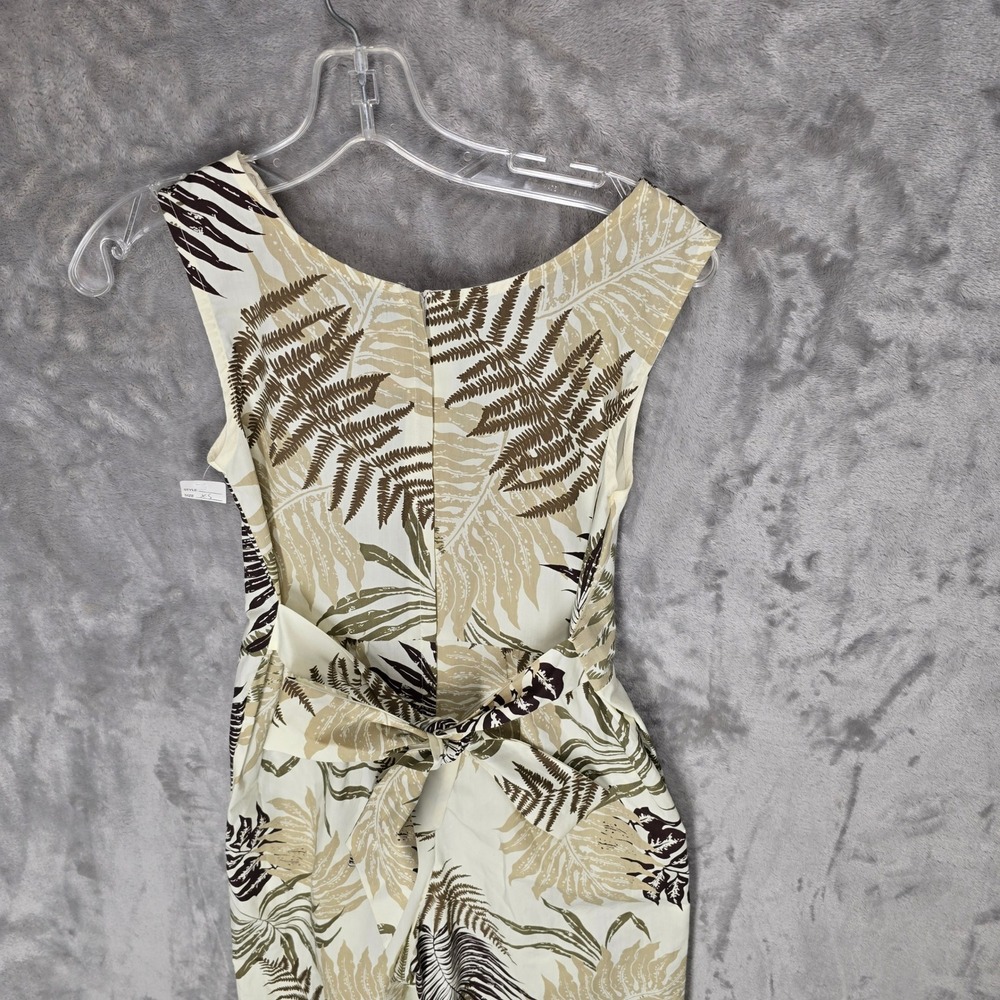 Lee's Fashion Jumpsuit Womens XS Cream Green Tropical Fern Hawaii Pockets Romper - Picture 13 of 14